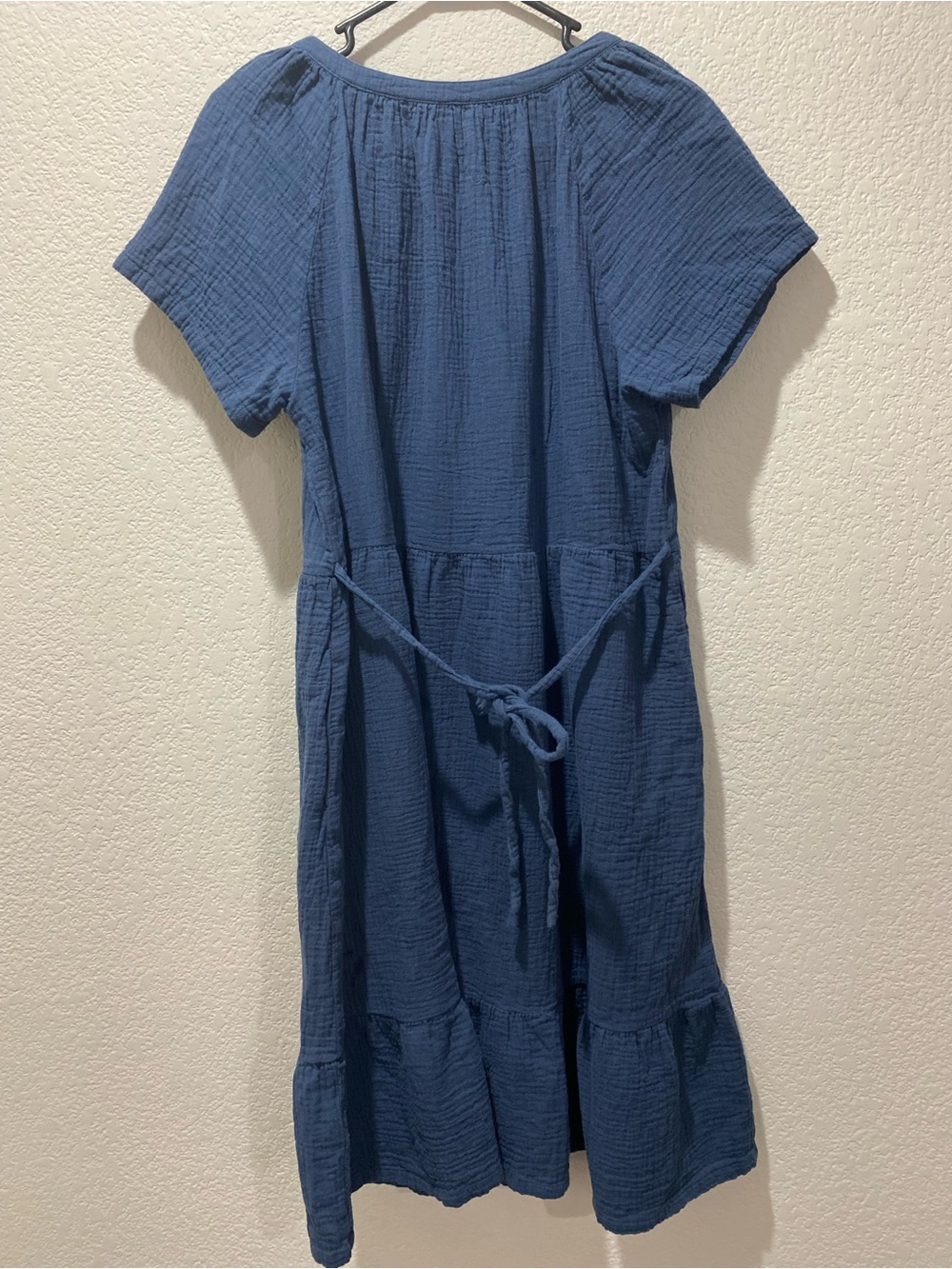 Pact Organic Cotton Coastal Double Gauze Breezy Dress French Navy size L - Picture 7 of 14